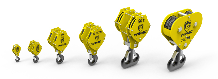 Crane hook block types manufactured by Wimac Turkey - Complete hook block with forged steel hook and sheaves