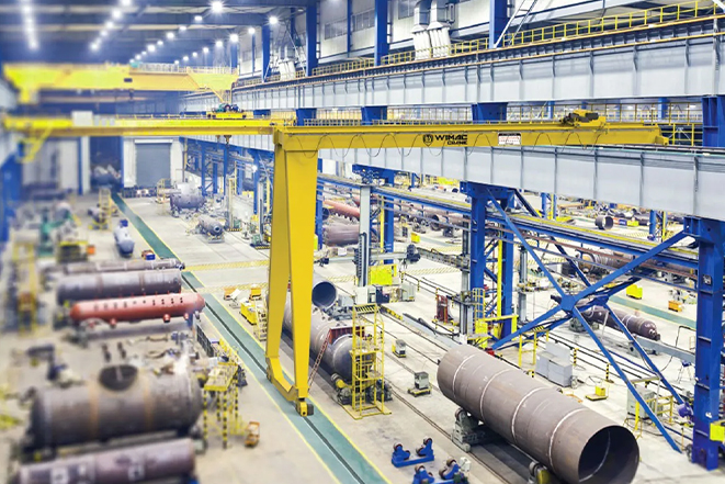 Semi gantry crane structure